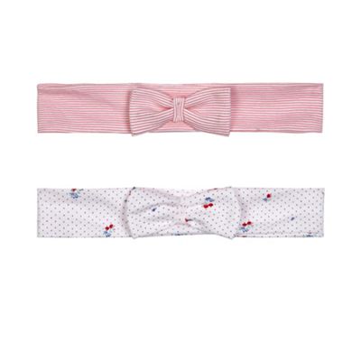 J by Jasper Conran Pack of two baby girls' red striped and white cherry print headbands